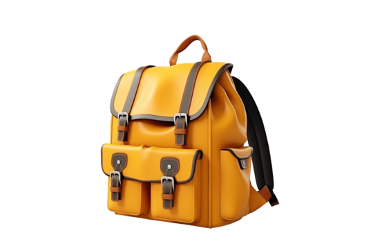 School bag on white background. School related themes. Back to school. Adult backpack. Travel. School holidays. Learning at school. Image for graphic designer. Image for flyers.