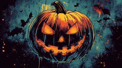 Naklejka premium A poster for halloween with a pumpkin on it