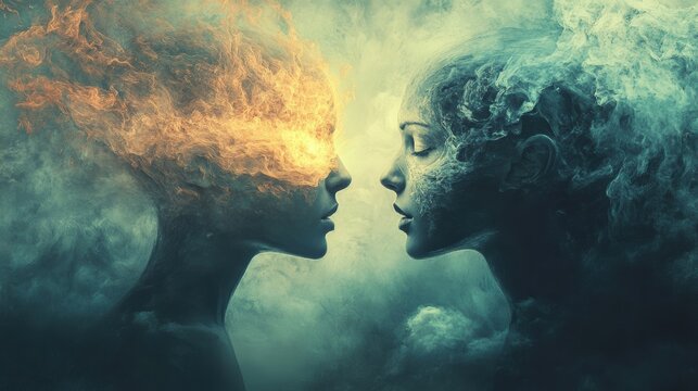 capturing the essence of telepathic communication, a surreal banner featuring minds projecting thoughts in a captivating artwork
