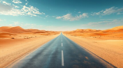 deserted road with sand dunes, symbolizing solitude in the wild ideal for conveying a sense of isolation in nature