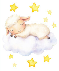 Beautiful Sheep Watercolor Clipart, Farm Animal Colored Design for Your Corporate and Business Graphic Resource or Creative Project, Ai Generative