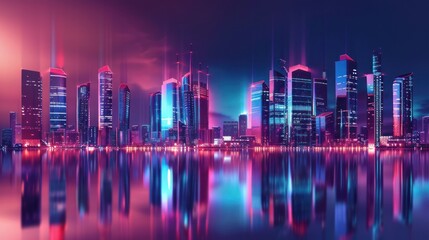 Neon Cityscape Reflection