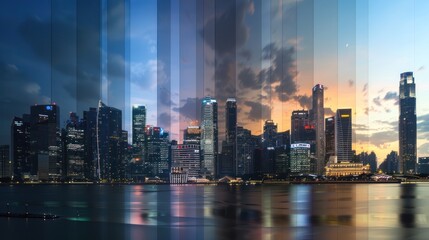 Timelapse of a City Skyline at Sunset