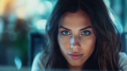 Woman looking at a computer monitor