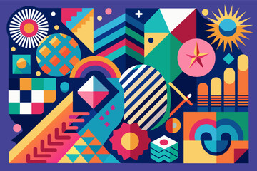 Abstract geometric shapes pattern colorful background design
