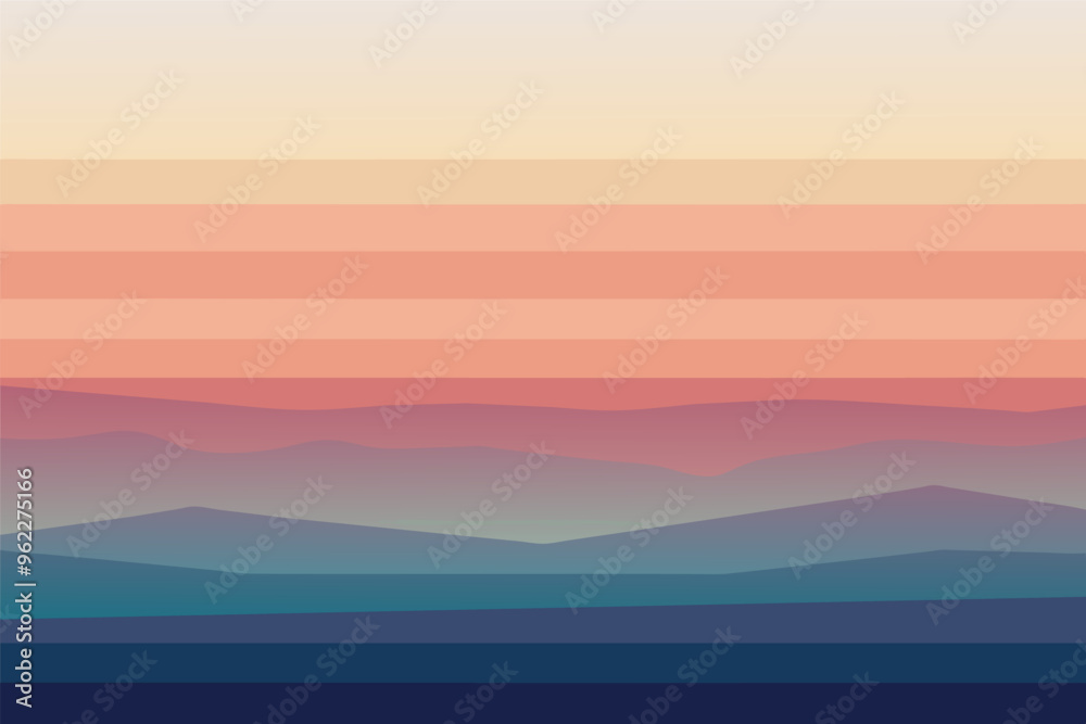 Poster abstract horizontal lines in pastel and blue colors