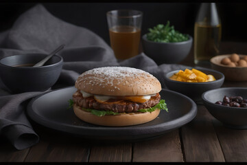 hamburger with vegetables