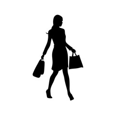 silhouette of a woman with shopping bags vector svg black friday svg