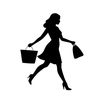 recommend clip art: silhouette of a woman with shopping bags vector svg black friday svg