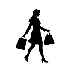 silhouette of a woman with shopping bags vector svg black friday svg