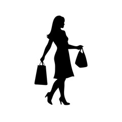 silhouette of a woman with shopping bags vector svg black friday svg