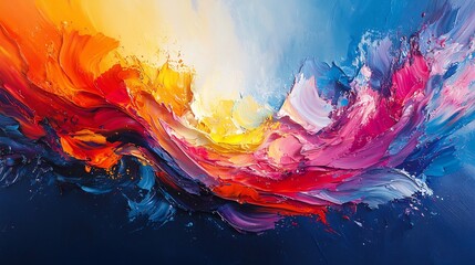 Obraz premium Abstract blend of colorful paint strokes a canvas creating a dynamic composition