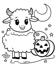 Obraz premium Beautiful Sheep Coloring Page, Farm Animal Colouring Design for Your Corporate Books and Business Graphic Resource or Creative Project, Ai Generative