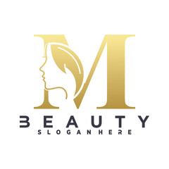 initial M beauty face logo