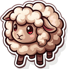 Fototapeta premium Beautiful Colored Stickers with Sheep Design, Cute Farm Animal Graphic Resource for Creative Project, Ai Generative