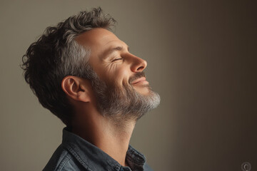 Obraz premium a close up of a man's face looking to a side