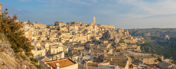Obraz premium Matera - The cityscape with the walley.