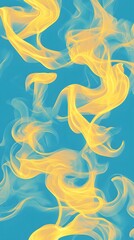 Fototapeta premium Yellow Smoke on Blue Background, Abstract Image, Texture, Pattern, Wallpaper, Cover and Screen for Smartphone, PC, Laptop, 9:16 and 16:9 Format