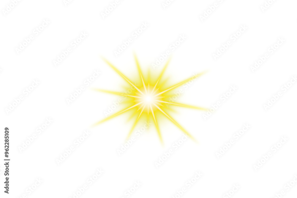 Poster yellow light sparkle isolated on transparent background. shine glow light effects. starlight with sp