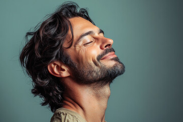 Fototapeta premium a close up of a smiling man's face