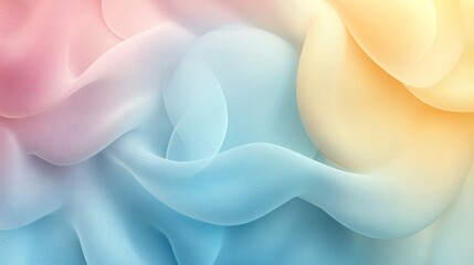 Abstract waves in pastel pink, blue, and yellow tones