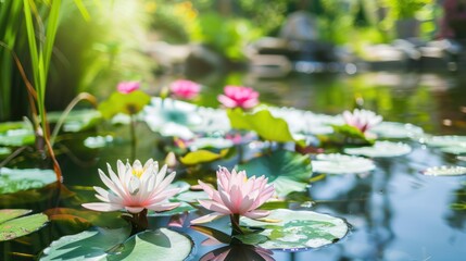 Water Lilies In Pond