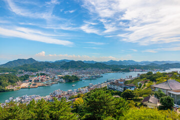 千光寺公園からの眺め。尾道水道と尾道の町並み(広島県尾道市)