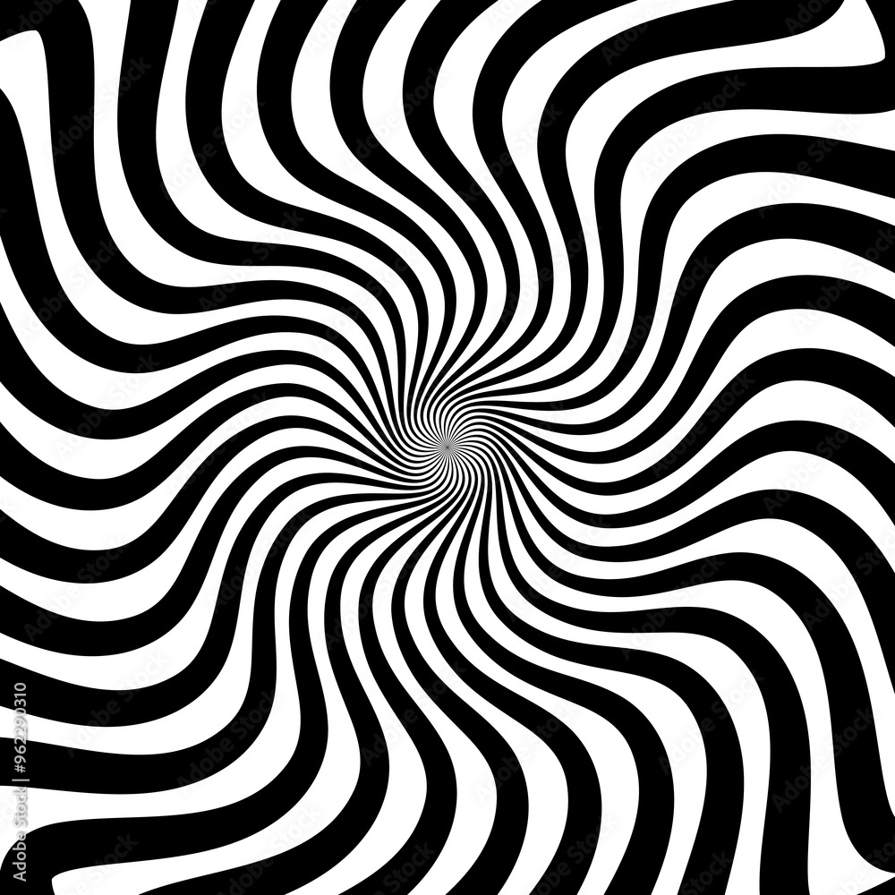 Aufkleber psychedelic hypnotic spiral pattern. vector abstract, mesmerizing black and white hypnosis swirl. vi