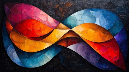 Fototapeta premium Dynamic abstract lines curves in bold colors creating a sense of motion