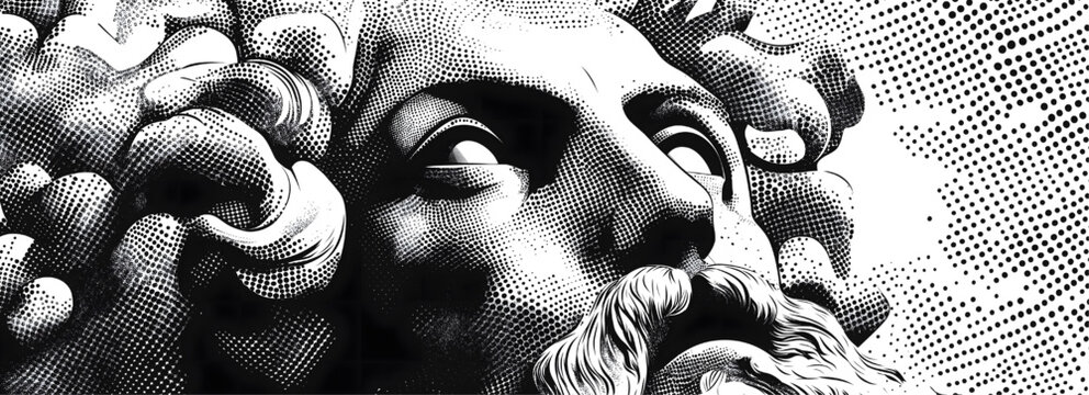 Abstract Hades with Pointillist Halftone Stipple Effect