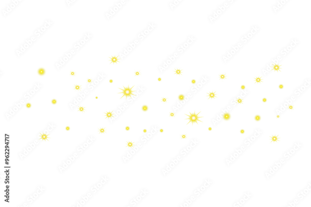Wall mural gold glow light particle effects with sparkles. glowing stardust isolated on transparent background.