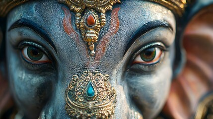 Closeup of Lord Ganesha Eyes and Ornament