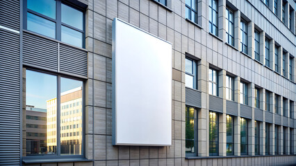 Obraz premium Blank billboard on the facade of a modern office building. 3d rendering