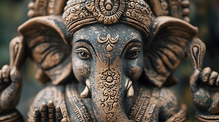 Fototapeta premium Close up of Ganesha Statue Hindu God Indian Mythology Religious Art