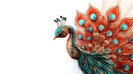 Obraz premium Peacock Brooch with Gemstone Tail Design