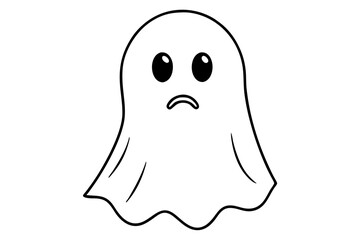A cute funny happy ghosts. Childish spooky boo characters for kids. Magic scary spirits with different emotions and face expressions. Isolated flat cartoon vector illustrations of comic phantoms
