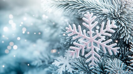 A soft blue gradient background featuring delicate snowflakes and a gentle winter theme, creating a serene atmosphere with ample copy space