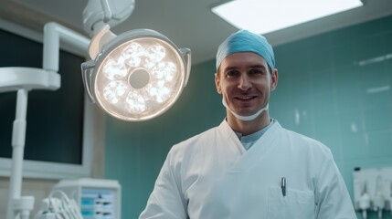 Smiling Surgeon in Operating Room