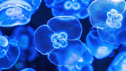   Blue Jellyfish Group in Ocean