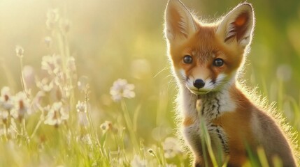 Obraz premium Adorable Young Fox in Meadow