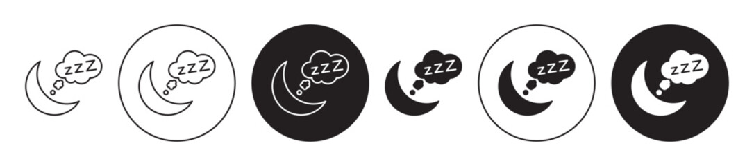 Zzz vector icon set black filled and outlined style.