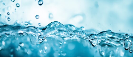Clear water droplets create ripples in a tranquil pool beneath soft light