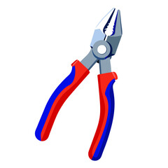 Illustration of pliers with red and blue handles