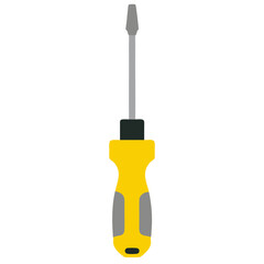 Flat-head screwdriver with a yellow and black handle