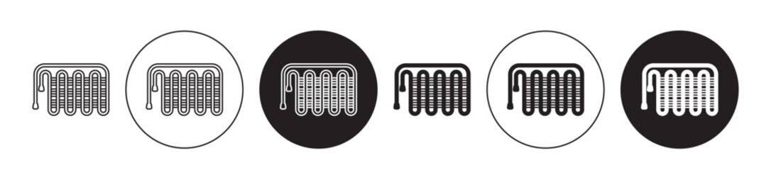 Condenser coil vector icon set black filled and outlined style.