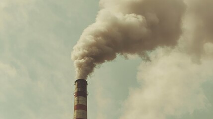 Industrial Chimney Emitting Smoke