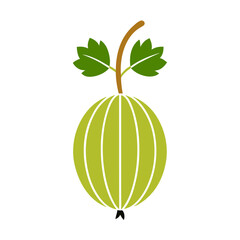 Stylized illustration of a green berry with leaf on a white background
