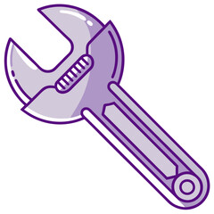 Illustration of a purple adjustable wrench
