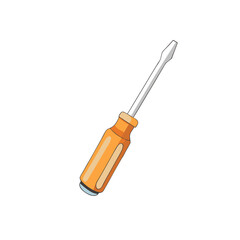 Flat-head screwdriver with an orange handle.