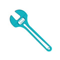 Illustration of a blue adjustable wrench on a white background.